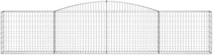 Arched Gabion Basket Set 2 Pcs 157.5 x 11.8 x 31.5/39.4 Galvanized Iron Garden Planter Box Decorative Outdoor Raised Garden Bed Sound Insulating Fence