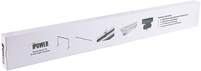 iPower GLT5XX4 54W 4 Feet T5 Fluorescent Grow Light System with Stand Rack for Plant Seed Starting 6400K 1 Pack Green