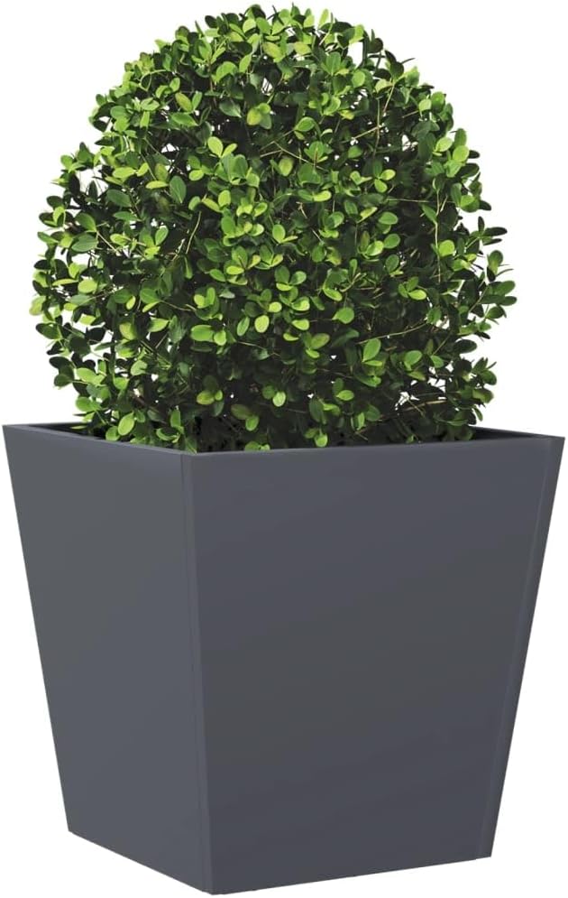 Garden Planter Set of 2 Anthracite Cold-Rolled Steel Square Outdoor Planters 16.9 Gallon Capacity Modern Industrial Style for Patio Balcony and Garden Decor