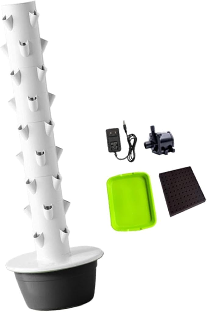 Hydroponics Growing System Hydroponic Tower Nursery Planter Plant Germination Kit Vertical Garden Planter for Flowers Peppers Black L