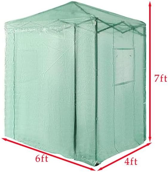 Garden Winds Custom Fit Replacement Cover Compatible with The Crown Shades GHPE24GR00 6’ X 4’ Portable Walk in Instant Pop Up Greenhouse Zipper Entry Door Mesh Side Windows - PE Fabric - Green