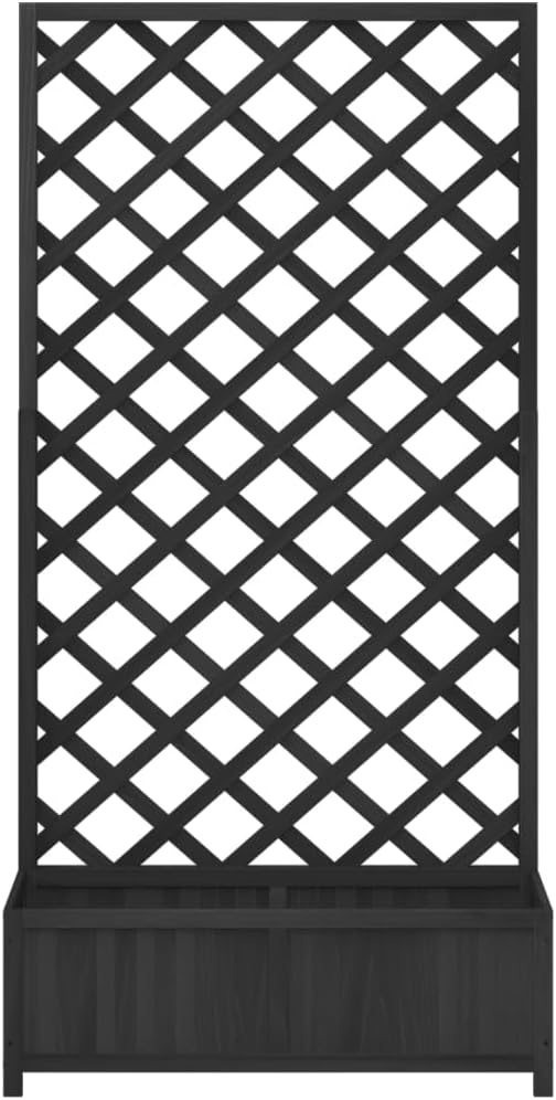 Planter with Trellis Patio planters Standing Planter Gardening Box Raised Flower Bed Suitable for Nursery Orchard Courtyard Corridor Black Solid Wood Fir