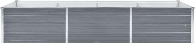 Gray Galvanized Steel Raised Garden Bed - Deep &amp Wide Weather-Resistant Easy Assembly