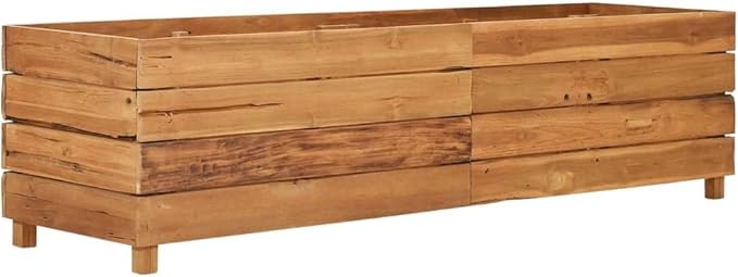 Raised Bed Garden beds Outdoor Planter Boxes Outdoor Garden Planter Suitable for Flowers Restaurants Backyard Patios 59.1x15.7x15 Recycled Teak Wood and Steel