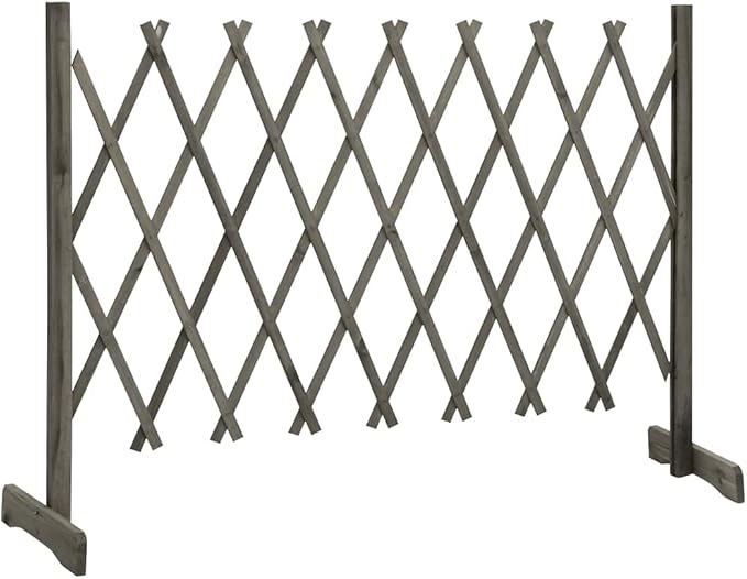 Garden Trellis Fence Wood Expandable Plant Support Climbing Lattices Wooden Decorative Divider Wall for Lawn Backyard Balcony Patio Outdoor Gray 59.1x31.5
