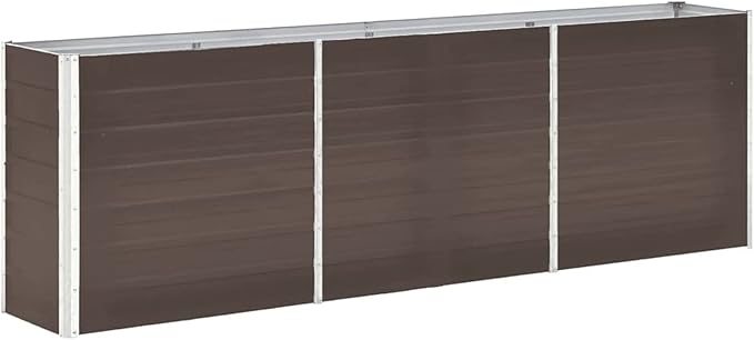 Large Galvanized Steel Garden Planter Durable Raised Bed 94.5x15.7x30.3 Inch Brown Metal for Outdoor Gardening