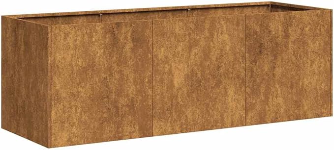 Large Rusty Corten Planter Box Rectangular 15.7x47.2x15.7 in Weathering Steel Outdoor Garden Planter for Patio &amp Terrace with Ample Soil Space