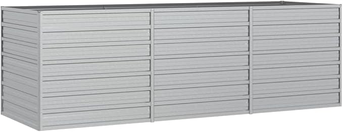 Raised Garden Bed 94.5x31.5x30.3 Galvanized Steel Silver Outdoor Planter Box Raised Beds for Gardening Garden Raised Bed for Vegetables Flower Beds Elevated Garden Beds Outdoor