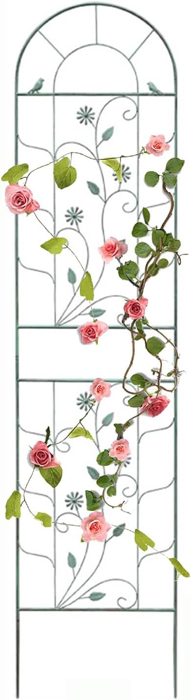 Upgraded Metal Garden Trellis for Climbing Plants Outdoor Plant Trellis Frame for Potted Plants Plant Support Screen Trellis for Flowers Vine Vegetable Indoor Outdoor(Color:GreenSize:210*50cm/82.7*
