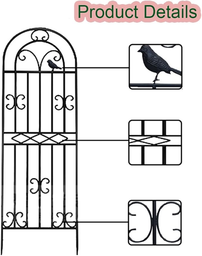 5.9/6.5/7.2ft Iron Garden Trellis Rustproof Sturdy Trellis for Patio Lawn Yard Backyard Wall Brackets(Color:GreenSize:200cm(6.5ft))