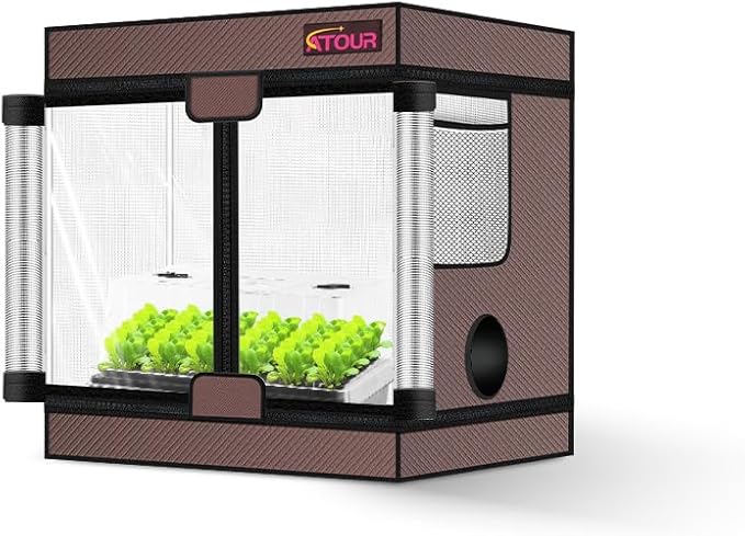 ATOUR Small Grow Tent 24x16x24'' High Reflective Mylar 1680D Hydroponic Grow Tents Waterproof Grow Tent with Double Cleart Observation Door and Floor Tray for Indoor Plant Growing