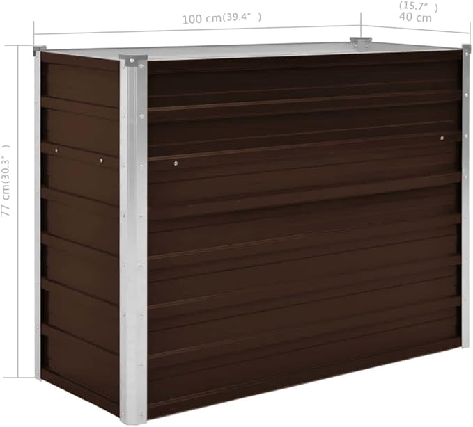 Outdoor Raised Garden Bed Deep Root Box Planter Galvanized Steel Planter Box for Planting Outdoor Plants Vegetables Brown 39.4x15.7x30.3