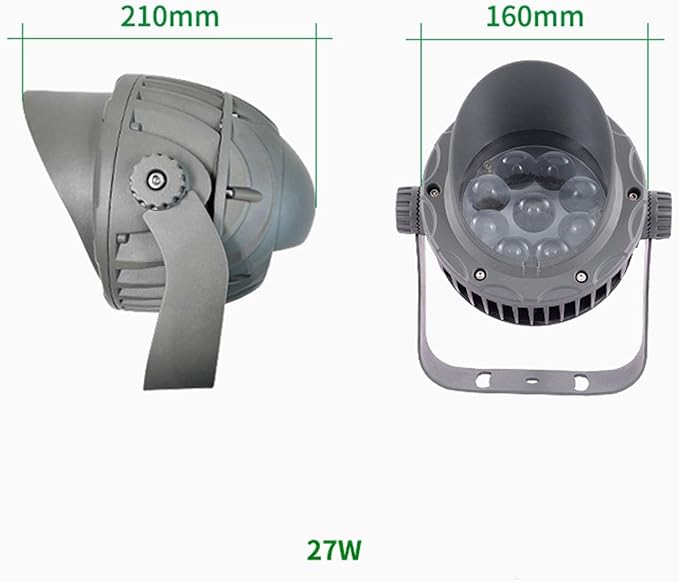 LED Outdoor Ground Lights - Rotation Spotlight 110-240V Long Beam LED Spotlight IP65 Waterproof Outdoor Light Long Beam Floodlights Narrow Light Wall Washer(Green27W)