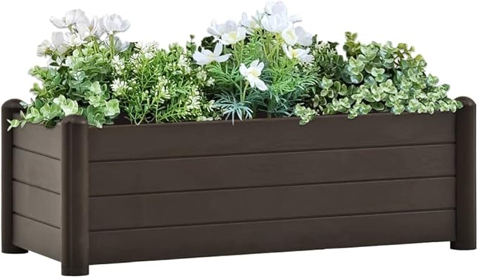 Garden Raised Bed Planter Boxes Outdoor Garden Bed Raised Planter Suitable for Restaurants Flowers Backyard Patios PP Mocha 39.4x16.9x13.8