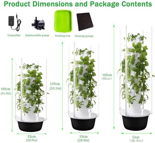 Vertical Hydroponics Growing System Tower Garden 5-Layer Automated Aeroponics with LED Grow Lights Indoor Herb Growing Kits for Efficient Plant Growth