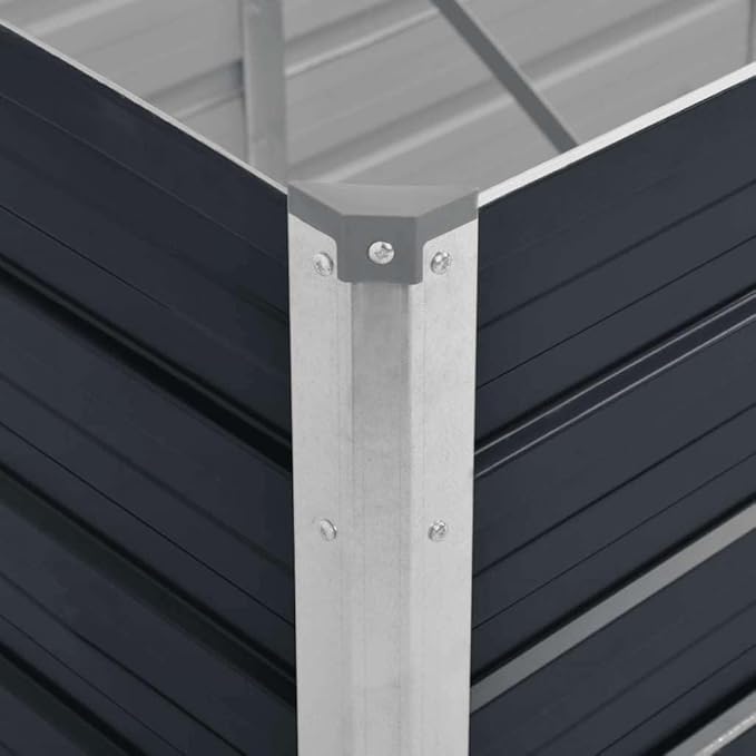 Galvanized Raised Garden Bed 126x126x17.7 Anthracite Large Metal Elevated Planter Box for Outdoor Vegetables Flowers on Patio Backyard