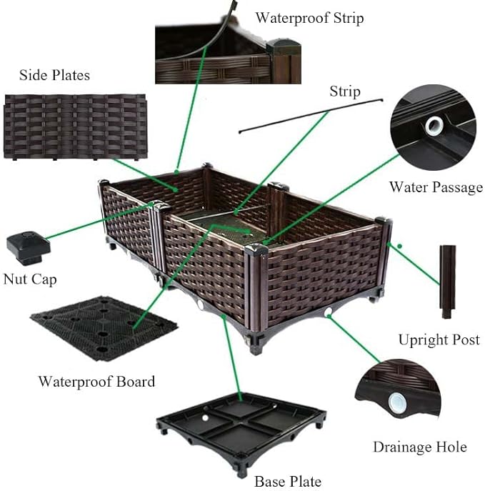 YSUEFIJO Raised Garden Bed Planter Raised Garden Bed Outdoor Planter Box for Outdoor Plants Planter Raised Beds for Vegetables Easy Assembly for Flowers Herbs Fruits
