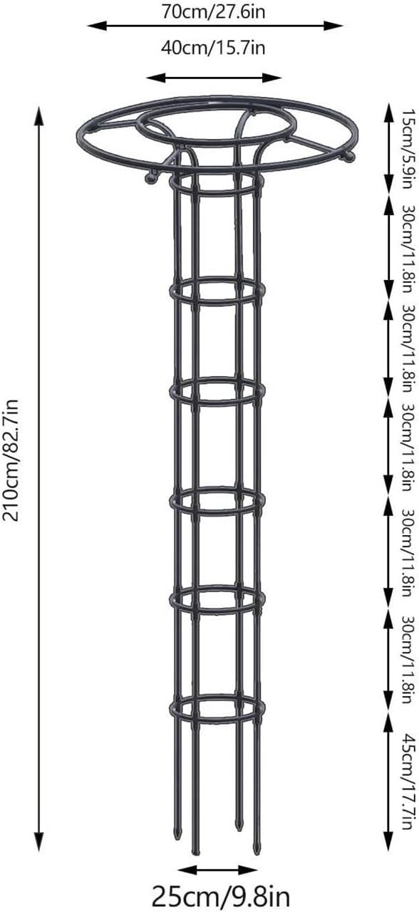 Obelisk Trellis Metal Umbrella Trellis Tower Frame Garden Trellis for Climbing and Potted Plants Outdoor Indoor(210cm)