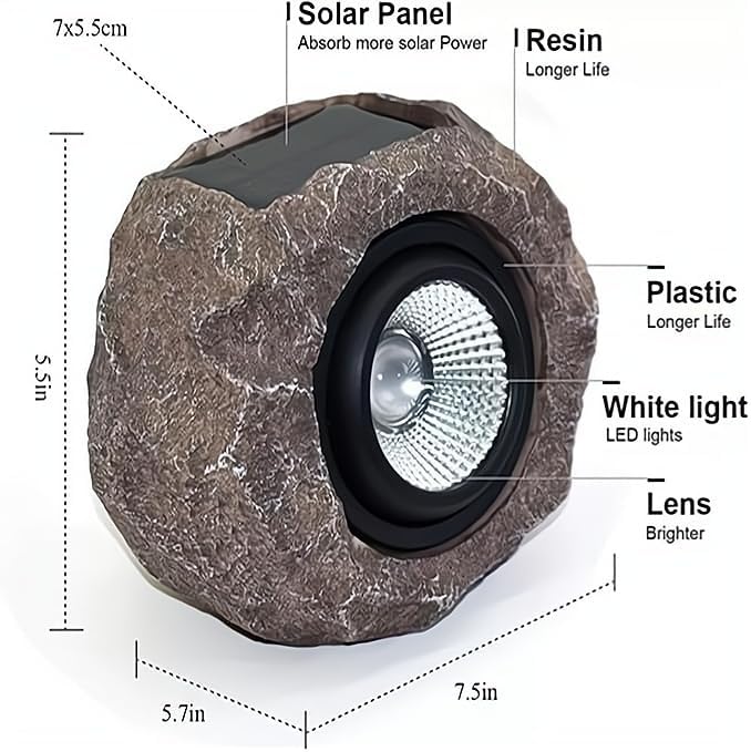 Solar Rock Lights Outdoor Waterproof – 2 Pack LED Landscape Spotlights with Auto On/Off Sensor Decorative Solar Lights for Garden Pathway Driveway Yard Patio Walkway Sidewalk