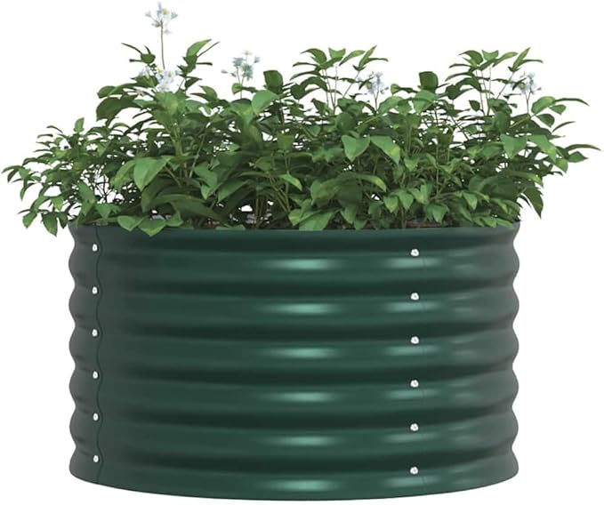 Steel Planter Raised Bed Metal Flower Box Planter Raised Beds Outdoor Garden for Planting Fruit 31.5x31.5x17.3 Green-903