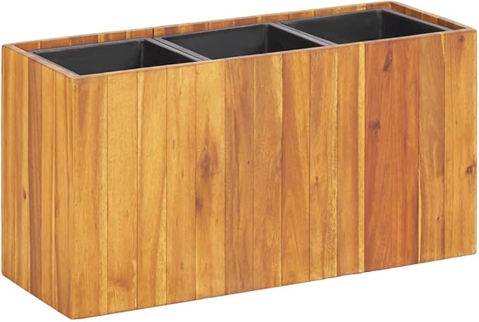 SKM Garden Raised Bed with 3 Pots Solid Acacia Wood-6572