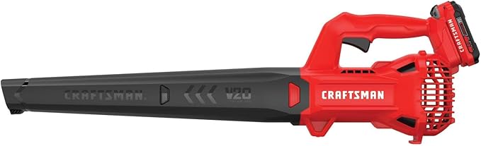 CRAFTSMAN 20V MAX Cordless Leaf Blower with Battery and Charger Hard Surface Electric Leaf BlowerPowerful up to 90 MPH Red (CMCBL710D1)