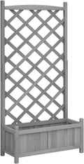 vidaXL Solid Fir Wood Planter with Trellis - Gray Raised Garden Bed/Outdoor Rectangular Flower Box for Climbing Plants - Patio and Garden Decor 29.5x13.8x59.1 inches