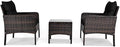 Pemberly Row 3-Piece 26'' Rattan Conversation Set Outdoor Seating Ensemble Built for Casual Comfort and Interaction Black