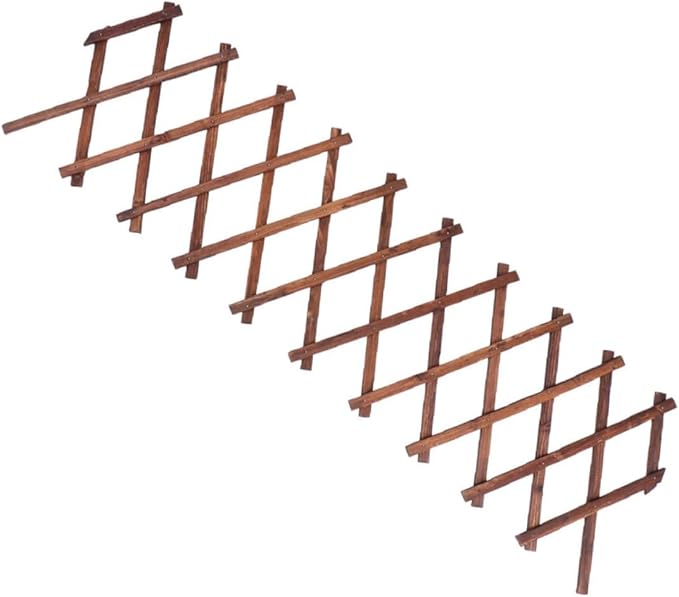 POPETPOP Climbing Plant Support Trellis Expandable Willow Fence Garden Trellis Panel Carbonized Wood for Outdoor Plants