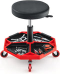 Heavy-Duty Adjustable Height Rolling Workshop Stool with Tool Tray Pneumatic Lift 360° Swivel Seat and Heavy Load Capacity