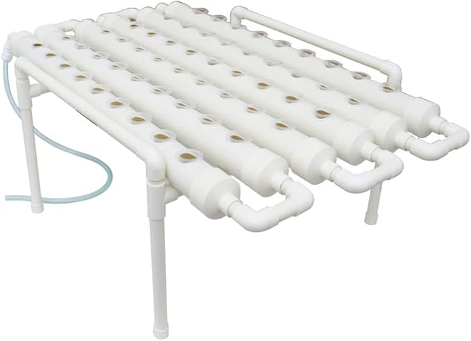 INTBUYING PVC Hydroponics Growing System 54 Sites 6 Pipes Grow Kit for Leafy Vegetables 1 Layers Hydroponic Kit with 110V Pump Hose Basket Planting Sponges