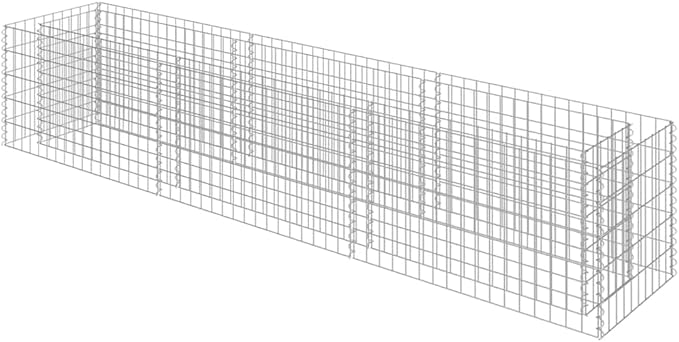 Gabion Raised Bed Silver Galvanized Steel Large Durable Outdoor Planter Box 369 Gallon Capacity Rectangular Garden Bed for Landscaping