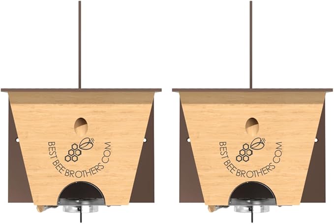 Best Bee Brothers Turbo Trap 2.0 Professional-Grade Carpenter Bee Trap for Outside with Bee Vault Large Viewport &amp Spring-Loaded Door 4.1” W x 4.8” H x 5.9” D Brown (2 Pack)