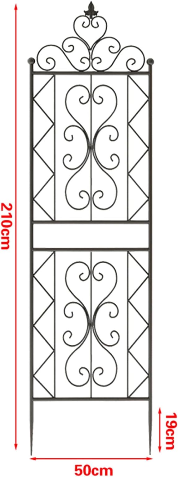 Simple Iron Climbing Flower Stand 185cm/210cm(72.8in/82.7in) Black Outdoor Metal Garden Trellis for Gardens Parks Vegetable Plots Rosy Moon Planting Patio Fence(50 * 210cm(3 Piece))