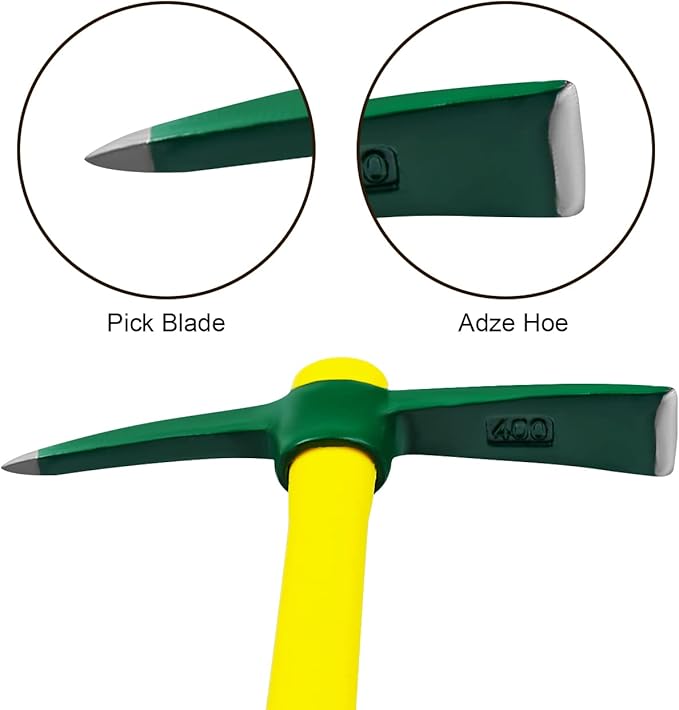Garden Tool Set 3 Pack Heavy Duty Gardening Kit and Forged Adze Pick