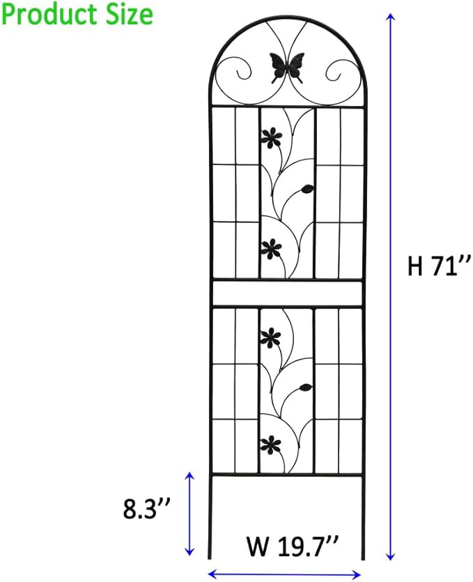 Sturdy Metal Garden Trellis for Climbing Plants – Rust-Resistant Outdoor Flower Support with Decorative Lattice Design (H71''-4 Pack)