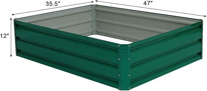 GRAFFY Steel Raised Garden Bed Reinforced Plant Growing Container for Vegetable Flower Herb Plants Outdoor Grass Patio Lawn Garden Beds Box (47 L x 35.5 W x 12.0 H)