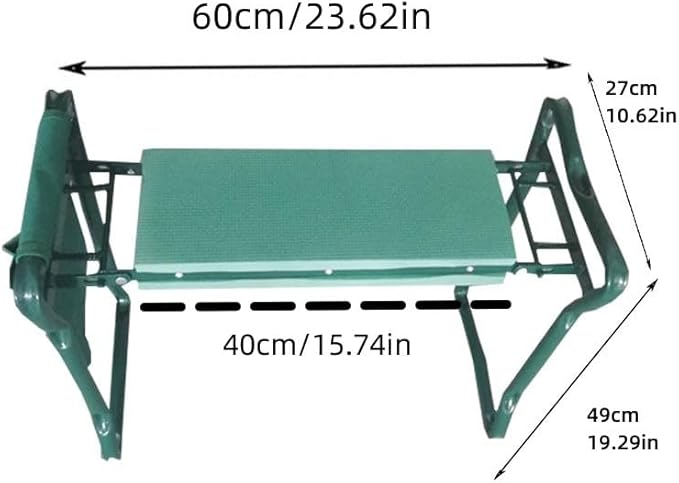 Garden Kneeling Pad and Seat Foldable Garden Seat Removable Tool Bag Sturdy Steel Frame No Assembly Required Portable Garden Stool Gardening Gift for Women Men and Seniors