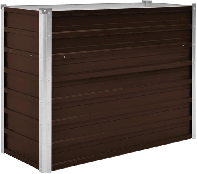 Outdoor Raised Garden Bed Deep Root Box Planter Galvanized Steel Planter Box for Planting Outdoor Plants Vegetables Brown 39.4x15.7x30.3