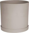 Bloem Mathers 12 Pebble Stone Round Modern Resin Garden Planter Pot with Drainage Holes and Removable Saucer Tray Included