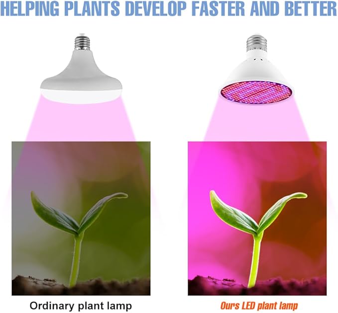 4Pcs 25W LED Indoor Seedlings Cultivation Lamp AC85-265V Red Blue E26/E27 Greenhouse Hydroponic Planting Fill Lamps UV/IR Vegetables Fruits Flower Moss Succulent Cactus Potting Cultivation Lighting
