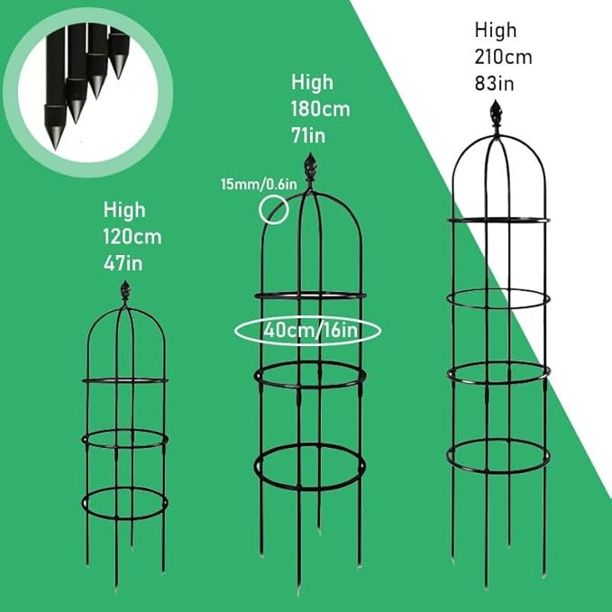 Garden Trellis for Climbing Plants Outdoor &amp Indoor Trellis 0.6in Metal Pipes Roses Climbing Support Rustproof Flowers Stands Vines Vegetables Cage(BlackHigh120cm/47in)
