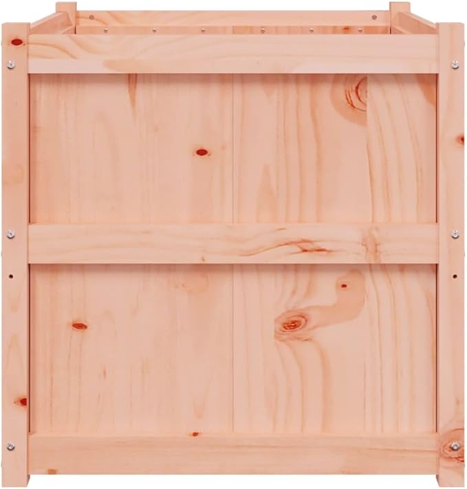 Large Square Garden Planter Box Solid Douglas Fir Wood Oiled Finish 27.6x27.6x27.6 inch Outdoor Raised Garden Bed for Patio Balcony Herbs Flowers Vegetables