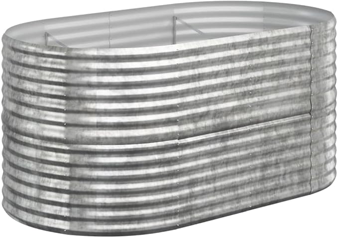 SKM Garden Raised Bed Powder-Coated Steel 59.8x31.5x26.8 Silver (9.88 KG/21.736 LBS)