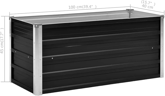 Garden Raised Bed Spacious Design Durable Weather-Resistant Enhanced Drainage 39.4 x 15.7 x 17.7 in Galvanized Steel Planter Box for Outdoor Gardening Vegetables Flowers Herbs