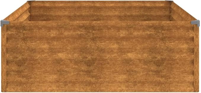 vidaXL Square Corten Steel Garden Raised Bed 39.4X39.4X14.2 in Durable Rustic Design Ideal for Flowers Vegetables and Herb Planting On Balconies Patios Or Gardens Planter Outdoor Metal