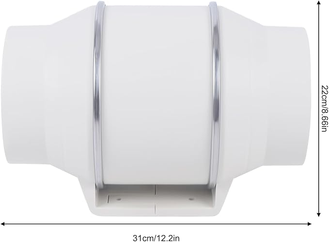 6'' Inline Duct Fan 129.41 CFM High-Efficiency Exhaust Ventilation Fan Quiet 31dB Air Duct Fan with Pure Copper Motor for Home Kitchen Bathroom Grow Tent Hydroponics (US Plug 110V)