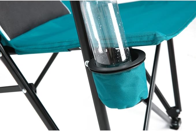 High Back Heavy Duty Lawn Chair Support 250LBS Portable Collapsible Chair with Cup Holder (Blue + Steel)
