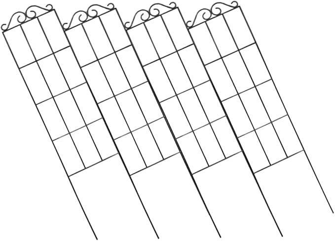 Beaupretty 4pcs Metal Climbing Vine Frame Garden Trellis Plant Support Rack 50x15cm Black for Indoor Outdoor Potted Plants and Vines