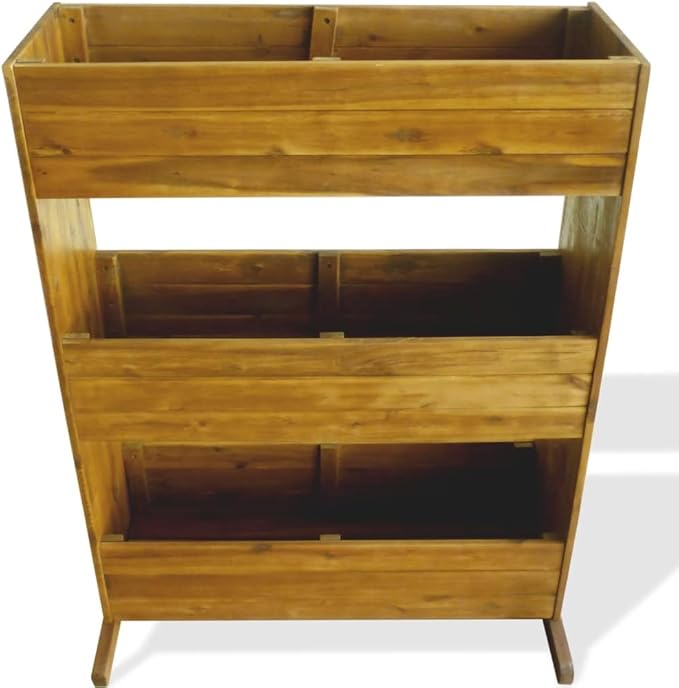 3-Tier Garden Raised Bed Garden beds Outdoor Planter Boxes Outdoor Suitable for Flowers Patios Backyard Restaurants Solid Acacia Wood